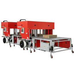 STEP TP-702CQ3-T Corrugated Tandem Strapper, Squaring & Back stop machine da