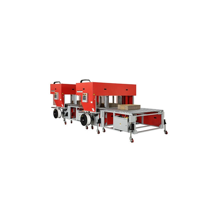 STEP TP-702CQ3-T Corrugated Tandem Strapper, Squaring & Back stop machine es